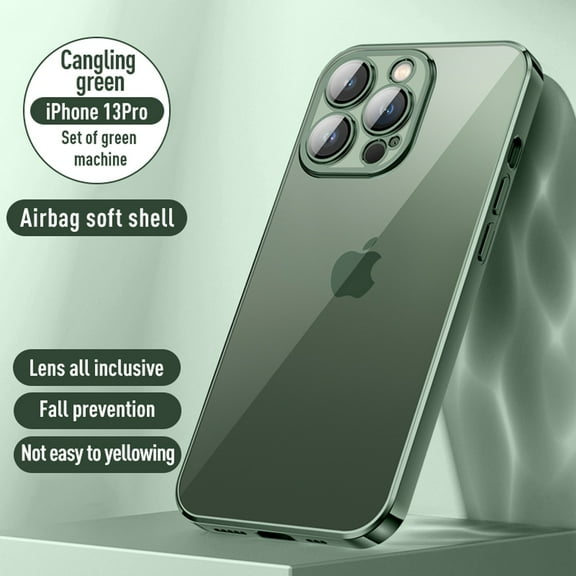 Allytech Clear Series for iPhone 13 Pro Case Drop, Scratch Protection, Phone Case with Shockproof Corner Airbags Anti-Yellowing, Electroplated Edge, Transparent backplane, 6.1 in, Green