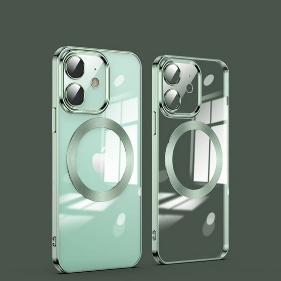 Allytech Clear Silicone Magnetic Case for iPhone 12 6.1 inch 2020, Slim Thin Non-Yellowing Compatible with MagSafe Accessories Camera Lens Protective Case for iPhone 12 2020, Green