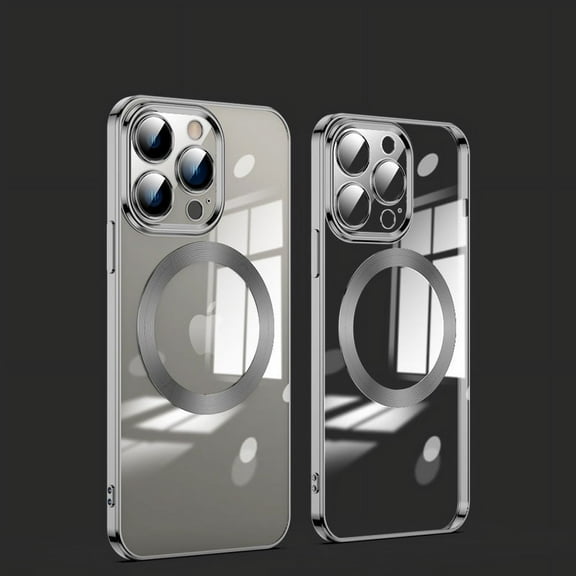 Allytech Clear Silicone Magnetic Case for iPhone 12 Pro Max 6.7 inch 2020, Slim Thin Non-Yellowing Compatible with MagSafe Accessories Camera Lens Protective Case for iPhone 12 Pro Max 2020, Black