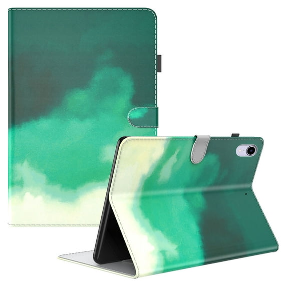 Allytech Colorful PU Leather Case for iPad Mini 6 (2021), iPad Mini 6th Gen 2021 Case with Pen Holder, Soft TPU Back Shell Anti-Slip Stand Card Slots Magnetic Closure Protective Cover, Green