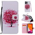 thumbnail image 1 of Allytech Colorful Painting PU Leather Case for iPhone 14 Pro 6.1" 2022, Flip Folio Kickstand Card Slots Removable Hand Strap Case for iPhone 14 Pro 5G, Red Tree, 1 of 6