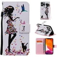 thumbnail image 1 of Allytech Colorful Painting PU Leather Case for iPhone 14 Pro Max 6.7" 2022, Flip Folio Kickstand Card Slots Removable Hand Strap Case for iPhone 14 Pro Max 5G, Floral Girl, 1 of 6