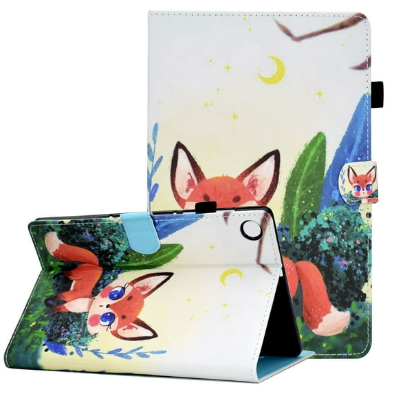 Allytech Colorful Pattern Painted Case for Lenovo Tab M10 FHD Plus 10.3"(2nd Gen) TB-X606F, Slim Folio PU Leather Wallet Stand Magnetic Clasp Smart Protective Tablet Case for TB-X606F/X606X, Cute Fox