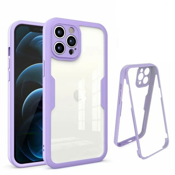 Allytech Compatible with 14 Pro Max Case 6.7 inch 2022, Sensitive Anti-Scratch Screen Protector Full-Body Drop Proof Hard Clear Back Shockproof Case for 14 ProMax 5G, Purple