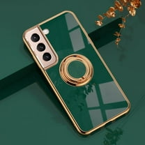 Allytech Compatible for Galaxy S21 FE Case with Ring Holder Kickstand Magnetic, Shockproof Soft TPU Bumper Cover Electroplated Protective Case for Samsung Galaxy S21 FE, Darkgreen