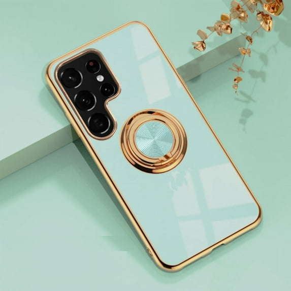 Allytech Compatible for Galaxy S22 Ultra 5G Case with Ring Holder Kickstand Magnetic, Shockproof Soft TPU Bumper Cover Electroplated Protective Case for Samsung Galaxy S22 Ultra 5G, Mint