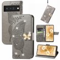 thumbnail image 1 of Allytech Compatible with Google Pixel 8 Case Embossed Diamond Butterfly Glitter Bling Case with Card Holder Stand Flip Wallet Shockproof Protective Cover for Google Pixel 8 5G Crystal Gray, 1 of 9