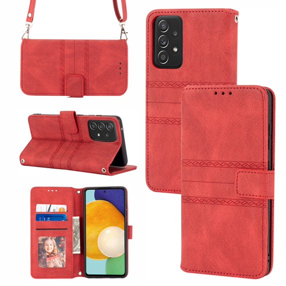 Allytech Compatible with Samsung Galaxy A53 5G Wallet Case,Multi-Function Wallet Case,Magnetic Wallet Case with Card Holder,PU Leather Kickstand Flip Cover with Detachable Lanyard, Red