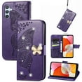 thumbnail image 1 of Allytech Compatible with Samsung Galaxy A54 Case Embossed Diamond Butterfly Glitter Bling Case with Card Holder Stand Flip Wallet Shockproof Cover for Samsung Galaxy A54 5G Crystal Purple, 1 of 10
