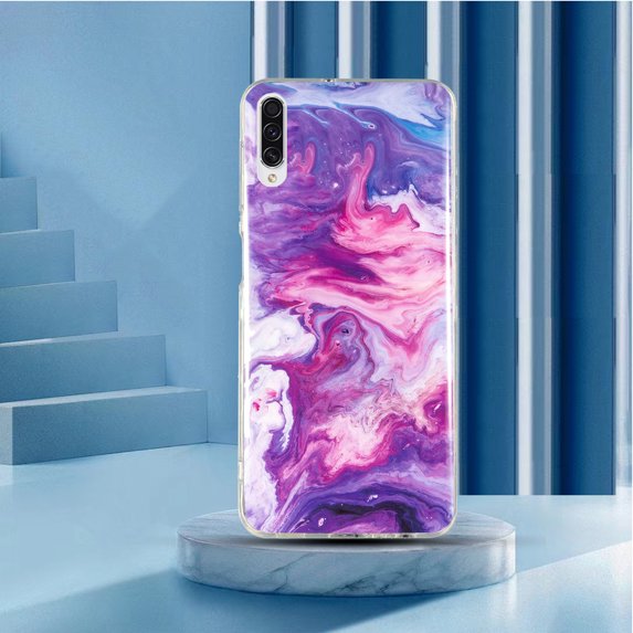 Allytech Compatible with Samsung Galaxy A70 Case, Marble Design Series Case for Women Boys Girls Soft Slim TPU Shockproof Cover for Samsung A70 6.7 (2019), Red Purple Marble