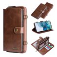 thumbnail image 1 of Allytech Compatible with Samsung Galaxy S20 FE Wallet Case 15 Card Holder Magnetic Detachable Flip PU Leather Cover Stand Feature Multi-Function Protective Case for S20 FE 5G, Brown, 1 of 10