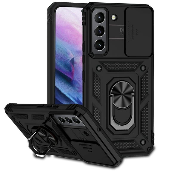 Allytech Compatible with Samsung Galaxy S23 Plus Case with Ring Holder Kickstand, Support Magnetic Car Mount Sliding Lens Protective Cover for Samsung S23+/S23 Plus 2023 (6.6 inch), Black