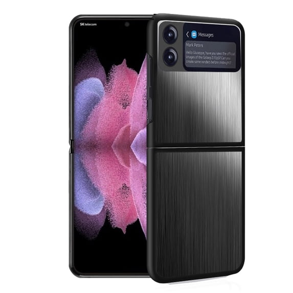 Allytech Compatible with Samsung Galaxy Z Flip 4 2022 Case, Military Grade Protection Stainless Steel Metal Back Folio Case for Samsung Z Flip 4 (6.7 inch), Black
