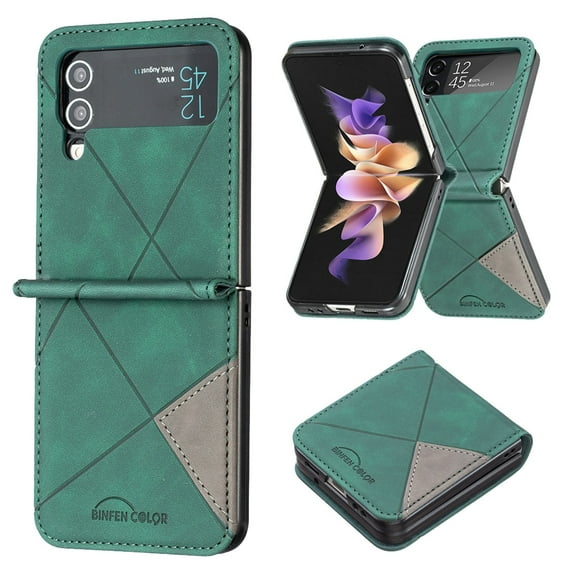 Allytech Compatible with Samsung Galaxy Z Flip 4 5G Case 2022, Lightweight PU Leather Full Protection Anti-Shock Non-Slip Folio Case for Galaxy Z Flip4 5G 2022, Green
