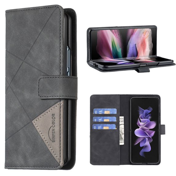 Allytech Compatible with Samsung Galaxy Z Fold 6 5G Case 2024, Lightweight PU Leather Full Protection Anti-Shock Non-Slip Folio Wallet Case for Galaxy Z Fold6 5G 2024, Black