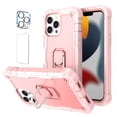 thumbnail image 1 of Allytech Compatible for iPhone 13 Pro 6.1"(2021) Case, 3-Layer PC & TPU Shockproof+ 1 PCS Tempered Glass Clear Screen Protector + 1 PCS Camera Protector + Ring Holder Stand Cover, Rosegold, 1 of 1