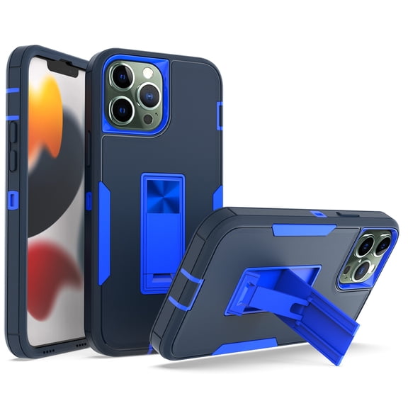 Allytech Compatible for iPhone 13 Pro Max Case 2021 6.7",Military Grade Anti-Drop Protection Shock Absorption Kickstand Work with Magnetic Car Mount Holder Case for iPhone 13 Pro Max,Darkblue+Sapphire