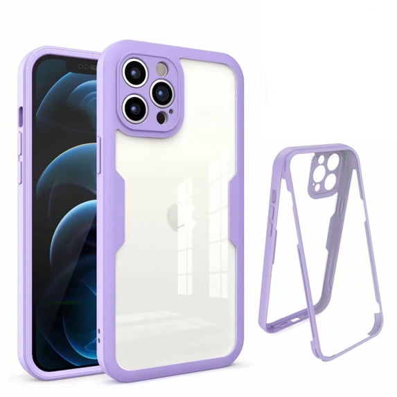 Allytech Compatible with iPhone 14 Case 6.1 inch 2022, Shockproof Case with Sensitive Anti-Scratch Screen Protector Full-Body Drop Proof Hard Clear Back Case for iPhone 14 5G, Purple