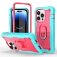 thumbnail image 1 of Allytech Compatible for iPhone 14 Pro 5G Case with Kickstand, Military Grade Heavy Duty Shockproof Protective Ring Holder Cover Case for Apple iPhone 14 Pro 6.1" 2022, Green + Rose, 1 of 7