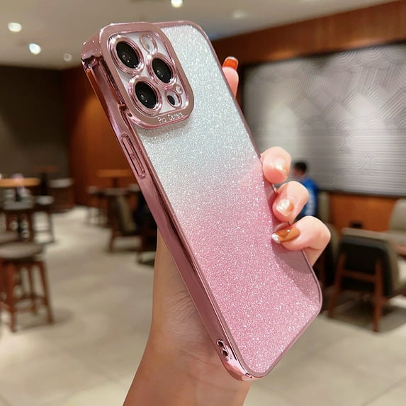 Allytech Compatible with iPhone 14 Pro Max Case (2022), Glitter Sparkly Shiny Bling Rubber Gel Slim Shell for Women Girls Camera Protective Case for iPhone 14 Pro Max 6.7" 5G,Pink