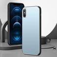 thumbnail image 1 of Allytech Compatible with iPhone Xs Case/iPhone X Metal Back Hybrid Case, Slim Fit Shockproof Aluminum Alloy Brushed Back, Silicone Bumper Protective Camera Protection Cover, Blue, 1 of 9