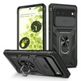 thumbnail image 1 of Allytech Cover Case for Google Pixel 6 with Slide Camera Cover, Hard PC Back & Soft TPU Bumper Drop Proof Lens Protection Ring Holder Kickstand Rugged Case for Google Pixel 6 5G 6.4" 2021, Black, 1 of 11