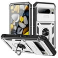 thumbnail image 1 of Allytech Cover Case for Google Pixel 9 Pro XL with Slide Camera Cover,Hard PC Back &Soft TPU Bumper Drop Proof Lens Protection Ring Holder Kickstand Rugged Case for Google Pixel 9 Pro XL,White + Black, 1 of 10