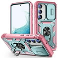 thumbnail image 1 of Allytech Cover Case for Samsung Galaxy S23 with Slide Camera Cover, Hard PC Back & Soft TPU Bumper Drop Proof Lens Protection Ring Holder Kickstand Rugged Case for Galaxy S23 5G 6.1" 2023, Mint+Pink, 1 of 9