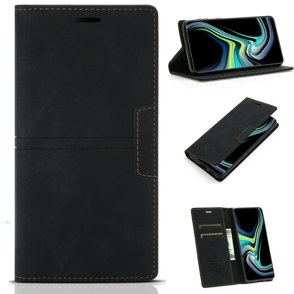 Allytech Cover for Galaxy S22 5G 2022(6.1 inch), PU Leather Flip Folio Kickstand Card Slots Holder Shockproof TPU Inner Wallet Shell Case for Samsung Galaxy S22 2022, Black