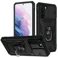 thumbnail image 1 of Allytech Cover for Samsung Galaxy S22 Case with Slide Camera Cover, Hard PC Back & Soft Bumper Drop Proof Lens Protection Ring Holder Kickstand Case for Galaxy S22 5G 6.1" 2022, Black, 1 of 9