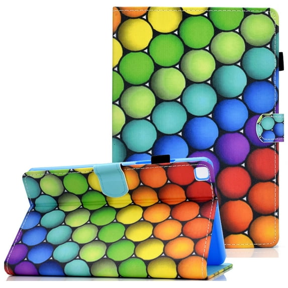 Allytech Cover for Samsung Galaxy Tab A 8.0 2019 Case (NO S Pen Version) SM-T290 T295 T297 Tablet Cover, Slim Light Folio Sleeve with Pencil Holder Card Pocket Shockproof Stand Case,Balls