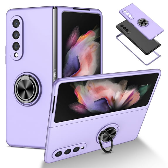 Allytech Cover for Samsung Galaxy Z Fold 4 Case with Ring Holder, Samsung Z Fold 4 Case, 360° Ring Holder Stand Magnetic All-Inclusive Protective Shell Case for Galaxy Z Fold4 5G 2022, Purple