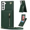 thumbnail image 1 of Allytech Crossbody Case for Samsung Galaxy S22 6.1 Inch, PU Leather Protective Credit Card Holder Zipper Purse Kickstand Handbag Case with Shoulder Strap Women Girl Cover for Galaxy S22 2022, Green, 1 of 13