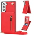 thumbnail image 1 of Allytech Crossbody Case for Samsung Galaxy S22 6.1 Inch, PU Leather Protective Credit Card Holder Zipper Purse Kickstand Handbag Case with Shoulder Strap Women Girl Cover for Galaxy S22 2022, Red, 1 of 13