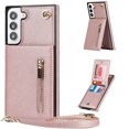 thumbnail image 1 of Allytech Crossbody Case for Samsung Galaxy S23 6.1", PU Leather Protective Credit Card Holder Zipper Purse Kickstand Handbag Case with Shoulder Strap Women Girl Cover for Galaxy S23 2023, Rosegold, 1 of 12