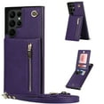 thumbnail image 1 of Allytech Crossbody Case for Samsung S23 Ultra 6.8", PU Leather Protective Credit Card Holder Zipper Purse Kickstand Handbag Case with Shoulder Strap Women Girl Cover for Galaxy S23 Ultra 2023, Purple, 1 of 13