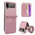 thumbnail image 1 of Allytech Crossbody Lanyard Case for Samsung Galaxy Z Flip 4 5G 2022, Galaxy Z Flip 4 Wallet Case with Card Holder, PU Leather Adjustable Shoulder Strap Case for Galaxy Z Flip4 5G, Pink, 1 of 5