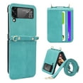 thumbnail image 1 of Allytech Crossbody Lanyard Case for Samsung Galaxy Z Flip 4 5G 2022, Galaxy Z Flip 4 Wallet Case with Card Holder, PU Leather Adjustable Shoulder Strap Case for Galaxy Z Flip4 5G, Green, 1 of 5