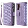 thumbnail image 1 of Allytech Crossbody Wallet Case for Samsung Galaxy S22 Ultra, Zipper Wallet With Wrist Shoulder Strap Magnetic Folio Flip Shockproof Cover, Purple, 1 of 9