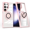 thumbnail image 1 of Allytech Crystal Clear Case for Samsung Galaxy S23 Ultra with 360° Rotatable Ring Holder Kickstand, [Compatible with MagSafe] Soft Bumper + Hard PC Hybrid Protective [Non-Yellowing] Case, Pink, 1 of 7