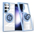 thumbnail image 1 of Allytech Crystal Clear Case for Samsung Galaxy S23 Ultra with 360° Rotatable Ring Holder Kickstand, [Compatible with MagSafe] Soft Bumper + Hard PC Hybrid Protective [Non-Yellowing] Case, Blue, 1 of 7