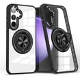 thumbnail image 1 of Allytech Crystal Clear Case for Samsung Galaxy S24 Plus with 360° Rotatable Ring Holder Kickstand, [Compatible with MagSafe] Soft Bumper + Hard PC Hybrid Protective [Non-Yellowing] Case, Black, 1 of 7