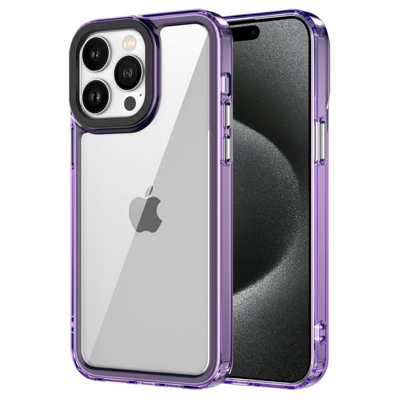 Allytech Crystal Clear Case for iPhone 16, [Support Wireless Charging] [Military Grade Protection], Ultra Slim Lightweight Anti-Yellowing Shockproof Cover Case - Purple