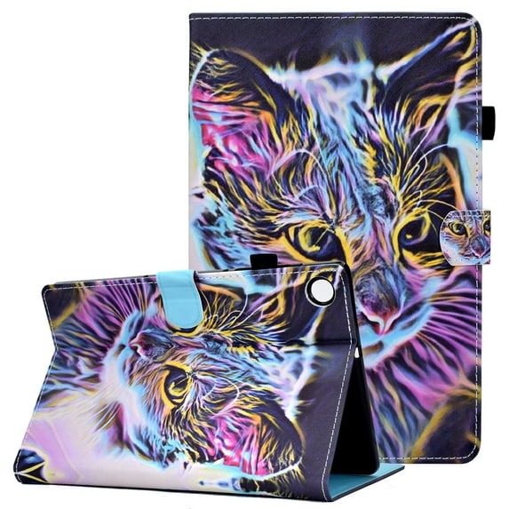 Allytech Cute Pattern Painted Case for Lenovo Tab M10 FHD Plus 10.3"(2nd Gen) TB-X606F, Slim Folio PU Leather Wallet Stand Magnetic Clasp Smart Protective Tablet Case for TB-X606F/X606X, Colorful Cat