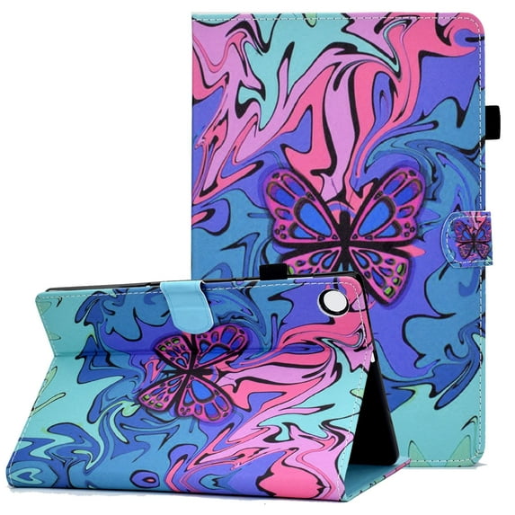 Allytech Cute Pattern Painted Case for Lenovo Tab M10 FHD Plus 10.3"(2nd Gen) TB-X606F, Slim Folio PU Leather Wallet Stand Magnetic Clasp Smart Protective Tablet Case for TB-X606F/X606X,Pink Butterfly