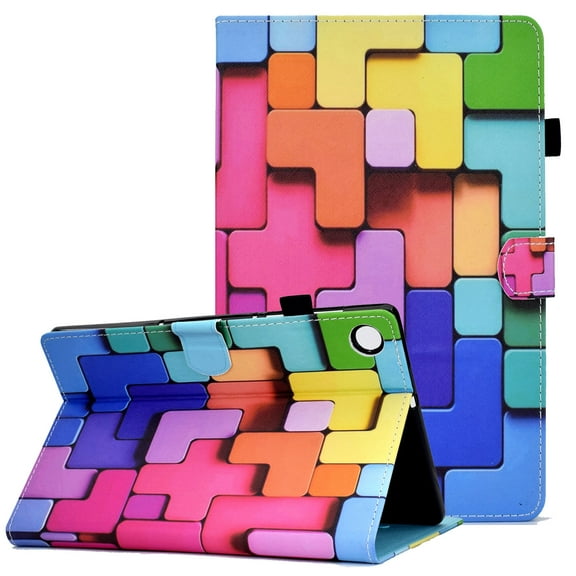 Allytech Cute Pattern Painted Case for Lenovo Tab M10 FHD Plus 10.3"(2nd Gen) TB-X606F, Slim Folio PU Leather Wallet Stand Magnetic Clasp Smart Protective Tablet Case for TB-X606F/X606X, Rainbow Cube