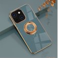 thumbnail image 1 of Allytech Design for iPhone 13 Mini 5.4"(2021) Case with Tempered Glass Screen Protector, Finger Ring Holder Kickstand Electroplated Silicone Flexible TPU Shock-Absorption Cover, Gray, 1 of 8
