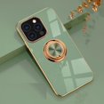 thumbnail image 1 of Allytech Design for iPhone 13 Pro 6.1"(2021) Case with Tempered Glass Screen Protector, Finger Ring Holder Kickstand Electroplated Silicone Flexible TPU Shock-Absorption Cover, Fruitgreen, 1 of 8