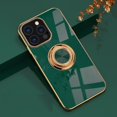 thumbnail image 1 of Allytech Design for iPhone 13 Pro Max 6.7"(2021) Case with Tempered Glass Screen Protector, Finger Ring Holder Kickstand Electroplated Silicone Flexible TPU Shock-Absorption Cover, Darkgreen, 1 of 8