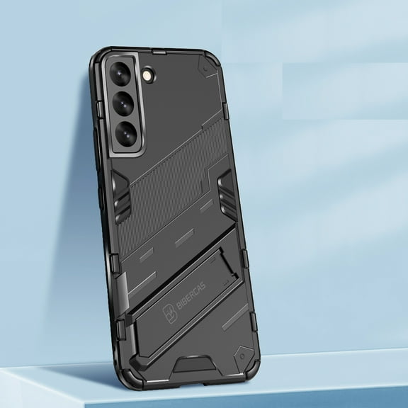 Allytech Designed for Samsung Galaxy S22 6.1 inch 2022, [2 Stand Ways] Slim Fit Hard Back Bumper Shockproof Corner Protection Rugged Case for Samsung S22 5G 6.1" 2022 Released, Black